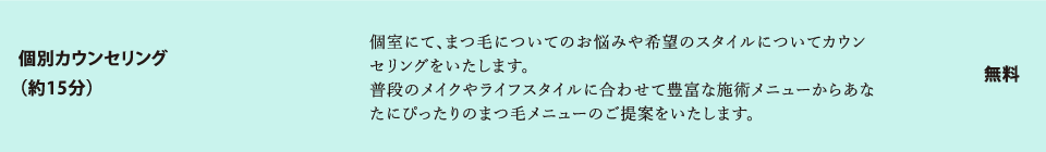 個別カウンセリング（約15分）　無料