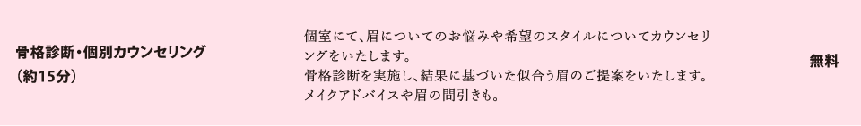 骨格診断・個別カウンセリング（約15分） 無料